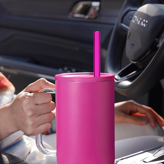 NiHome 12-Pack Plastic Reusable Drinking Straws for Stanley 40 oz 30oz 64 oz Tumbler, 6 Color 12 In Reusable Straws Fit for Stanley Cups w/ 2 Brushes, BPA-Free for Cold & Hot Beverages (Gradient Pink)