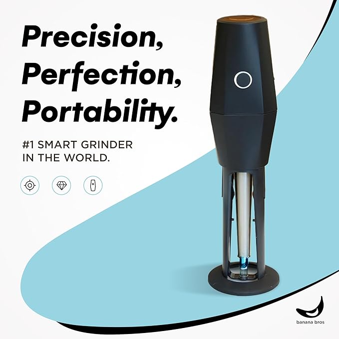 Banana Bros OTTO Electric Smart Spice Grinder - Automatic Herb Grinder with Smart Technology - Rechargeable via USB - Portable Milling for Dry Herbs and Spices - Black - No Carrying Case