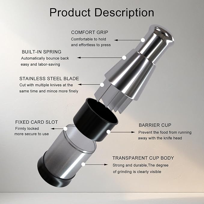 2025 Upgraded Compact Mini Dicer Food Chopper,Multifunctional Manual Garlic Press,Manual Pressed Chopper,Stainless Steel Hand Food Chopper for Mincing Garlic Press Stainless Steel,1PCS