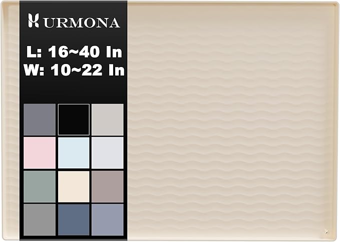 URMONA 22'' x 14'' Waterproof Silicone Under Sink Mat Cabinet and Counter Protector, Shelf Liner for Kitchen and Bathroom, Storage and Organizers, Litter Mat, Pet Cat Puppy Essentials（Light Cream）