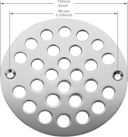 4 Inch Screw-in Shower Strainer Drain Cover Replacement Floor Strainer Floor Drain，Chrome