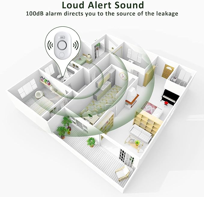 5 Pack Water Leak Detectors for Home, 100dB Water Sensor Alarm for Basement,Flood Leakage Detection Devices for Pipe/Drain/Sink/Faucet Drip Alert,Floor Flooding in Bathroom/Kitchen/Toilet/Laundry Room