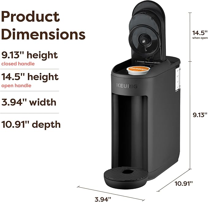 Keurig K-Mini Mate Single Serve Coffee Maker – Ultra-Compact 4” Width, Travel Mug Friendly, Ideal Holiday Gift for Small Spaces, Black