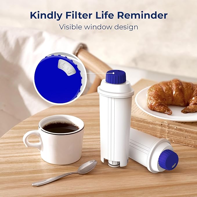 Waterdrop Coffee Water Filter, Replacement for De'Longhi® Filter, DLS C002 De'Longhi® Water Filter, ECAM/ETAM/EPAM Series, EC680/5, TÜV SÜD Certified (6 Packs）