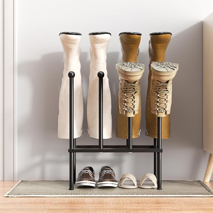 pickpiff Boot Rack Organizer Tall Boots, White Boot Storage Organizer Tall Boots for Closet, Entryway, Garage, Porch, Free Standing Shoe Racks for 4 Pairs