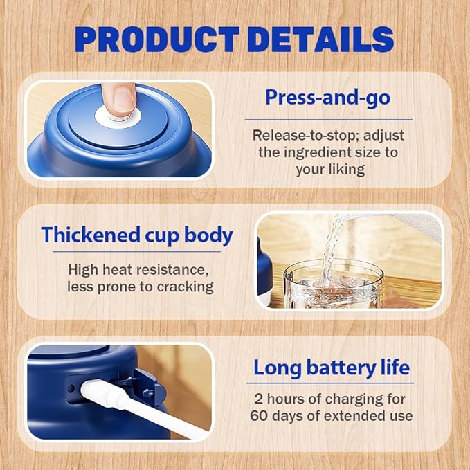 Electric Garlic Chopper, Mini Food Processor Small USB Rechargeable Mini Chopper, Wireless Electric Veggie Grinder & Garlic Mincer for Onion, Chili, Ginger (Blue, 320ML)