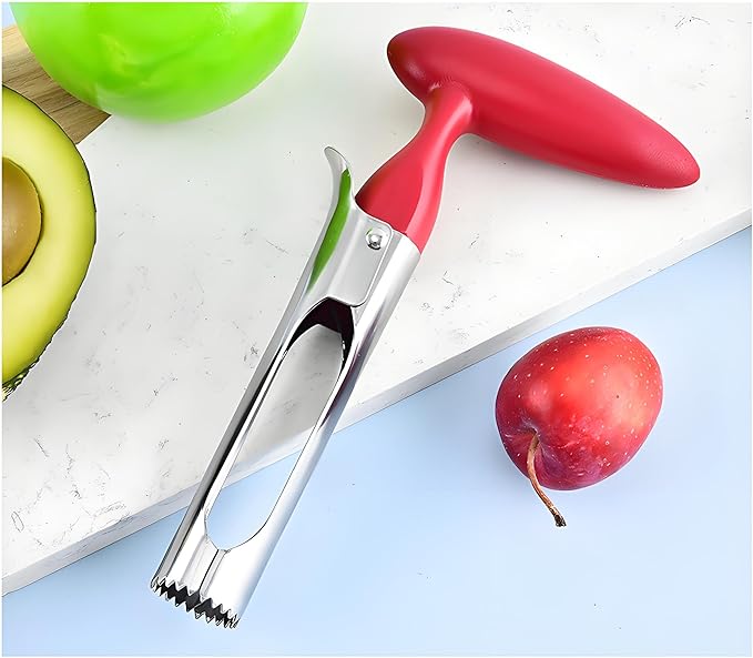 Fruit and Vegetable Corer Pepper Seed Apple Remover Bell Pepper Tomato Corer Tool Stainless Steel Kitchen Gadget (Pepper corer + Apple corer B)