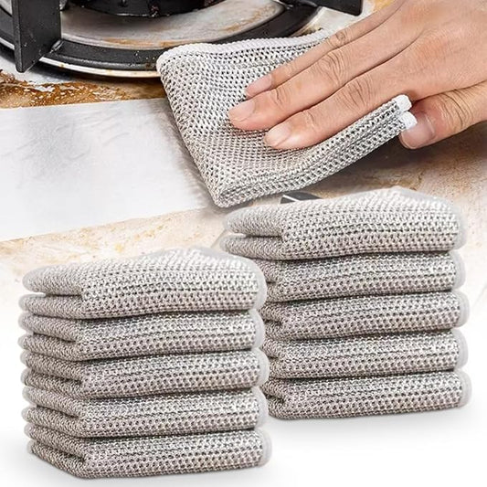 2024 New Multipurpose Wire Dishwashing Rags, Premium Metal Wire Dishwashing Cloth Scrubs Cleans, Scrubbing Wire Dishwashing Rags Non-Scratch Wire Dishcloth for Dishes, Sinks (10)