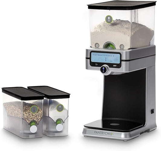 PantryChic Smart Storage System - Starter Kit - Automatically Measures & Dispenses from Storage Containers with Digital Scale Accuracy - Kitchen & Pantry Organization & Storage