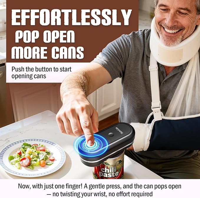 Electric Can Opener, One-Touch Automatic Can Opener- Fits Almost All Can Sizes, Battery-Operated Handheld Kitchen Gadget with Smooth Edge, Food Safe, Ideal for Seniors & Arthritis Sufferers