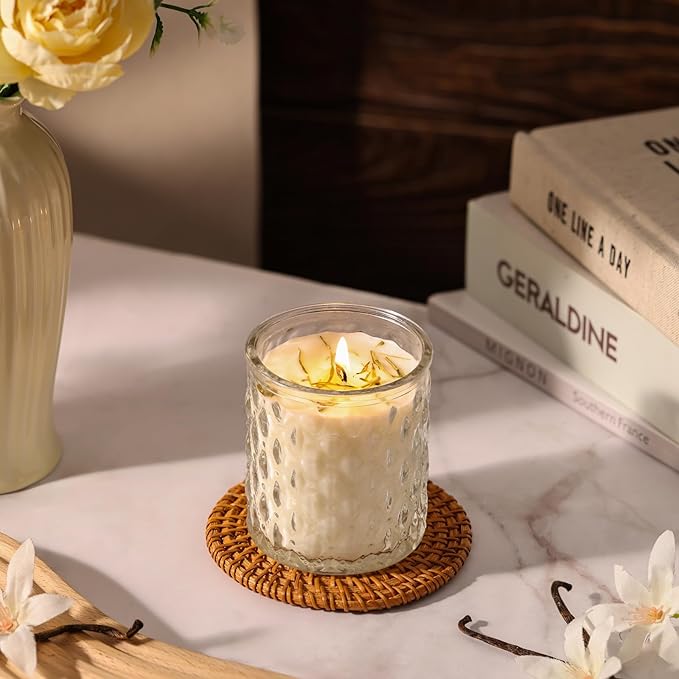 2 Pack Vanilla Scented Candles for Home Decor, 6.5oz Natural Soy Wax Aromatherapy Jar Candles, Housewarming Gift for Women