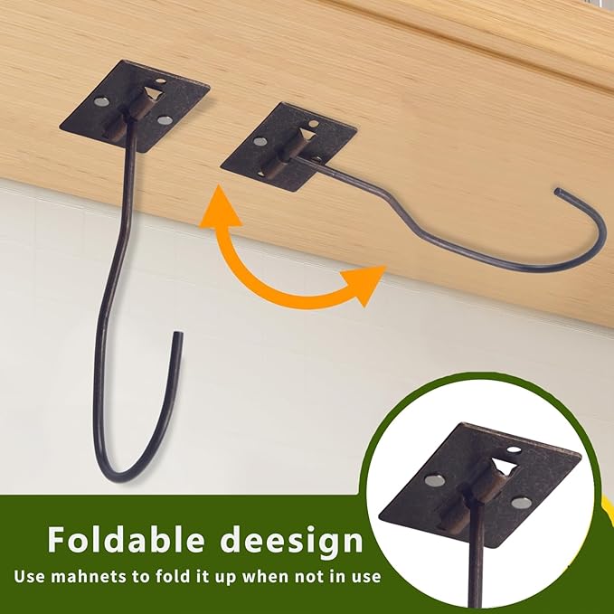 Self-Adhesive Banana Hooks, Foldable Magnetic Hanger Under Cabinet, Sturdy Metal Banana Holder for Kitchen, Space-Saving Design to Keep Bananas Fresh 1 Pieces Bronze