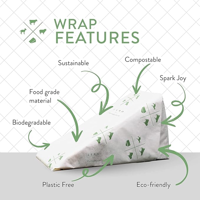 Formaticum 45-Pack Zero Cheese Storage Paper, Compostable, Biodegradable, and Plastic-Free Paper to Keep Cheese and Charcuterie Fresh, Kitchen Organization 9 x 13 Inches