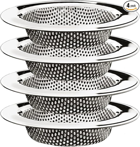 4-Piece Kitchen Sink Strainers - 4.5 Inch Stainless Steel Sink Drain Filter with Food Scraps Catcher