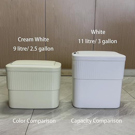 Sensor Hanging Trash Can with Lid 2.5 Gallon,Motion Sensor Garbage Can, Bathroom Trash Cans,Smart Trash Bin,Mountable/Desk for Kitchen Compost Bin,Liveroom,Office,White