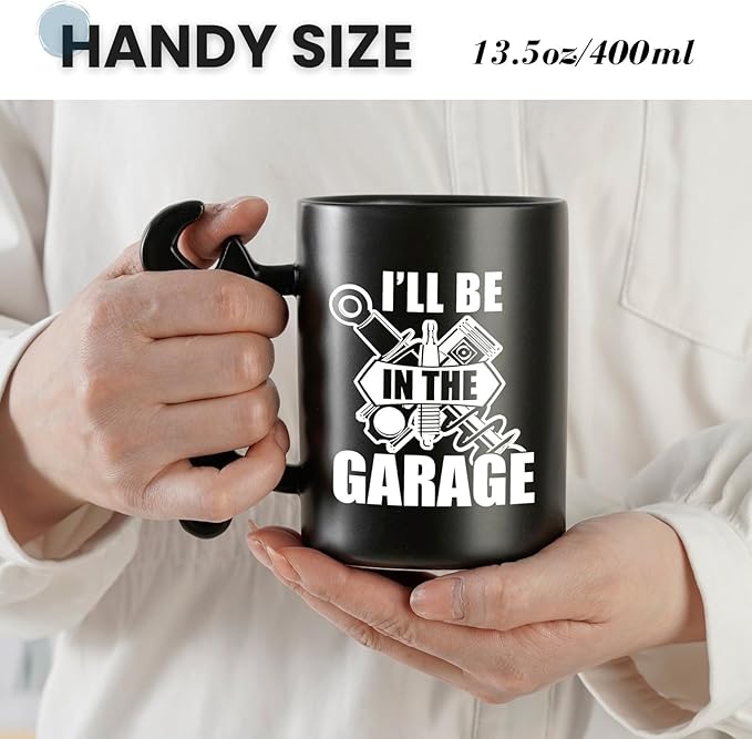 Onebttl Car Gifts For Men, Women, Dad, Mechanic - 13.5oz/400ml Ceramic Wrench Coffee Mug - Garage