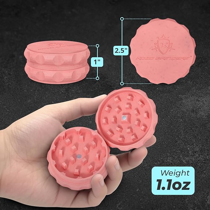 2.5" Spice Grinder 2-Piece, Strong Grip By Kozo. (Pink)