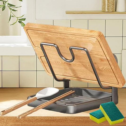 Kitchen Pot Lid Storage Rack, 2026 New Pot Lid Organizer Rack, Kitchen Pot Lid Holder While Cooking with Tray, Multifunctional Kichen Lid and Spoon Rest, Perfect for Busy Cooking (Gray, Single-layer)