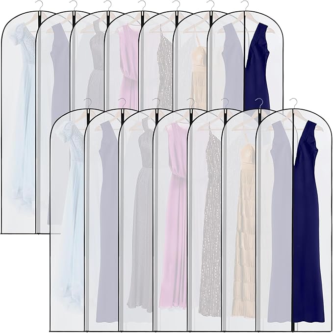 Amylove 20 Pcs 72/60/40 Inch Clear Garment Bags for Hanging Clothes, Dress, Gown, Coat & Suit Storage Bags with Zipper - Dustproof Cover for Closet Clothes Storage Travel(24 x 72 Inch)