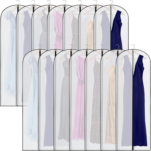Amylove 20 Pcs 72/60/40 Inch Clear Garment Bags for Hanging Clothes, Dress, Gown, Coat & Suit Storage Bags with Zipper - Dustproof Cover for Closet Clothes Storage Travel(24 x 72 Inch)