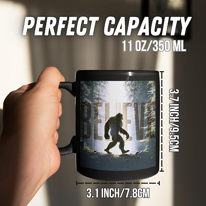 Onebttl Bigfoot Gifts for Men, Sasquatch Heat Sensitive Coffee Mug, Ceramic Color Changing Mug, Perfect for Bigfoot Believers