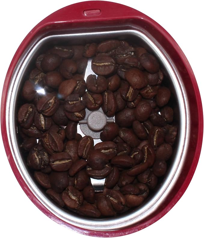 IMUSA USA 3oz Red Electric Coffee and Spice one Touch Push-Button Control Grinder