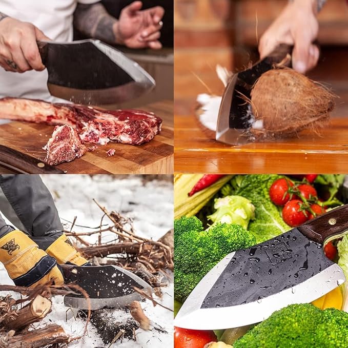 COOLINA The Real Duo Lixy & Promaja High Carbon Steel Knife Set | Versatile Handmade Knives for Chopping & Dicing, Full Tang, Ergonomic Handles | Perfect for BBQ & Grill
