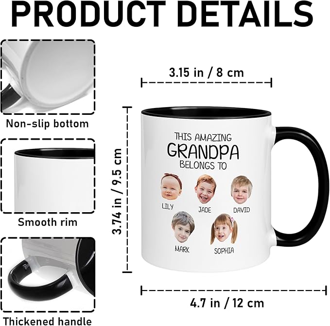 Personalized Dad to Papa Mug - Custom Est Year Coffee Mug for New Grandpa - First Time Grandfather Gift - Custom Grandparent - Keepsake for Him