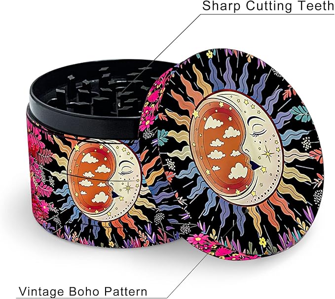 2.5 Inch Boho Grinder, Large Spice Grinder（The Sleeping Moon Pattern）