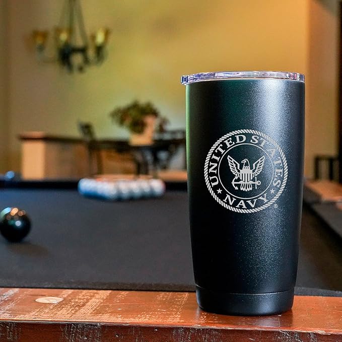 Military Gift Shop 20oz Insulated Steel US Navy Tumbler, Double-Walled USN Coffee Mug | Gifts Sailors | Disabled Vet Owned Business-Navy 20oz Tumbler
