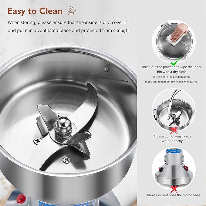 MAGIC MASTER 300g Grain Mill Grinder Electric,High Speed 1500W Commercial Safety Stainless Steel Dry Spice Grinder Machine For Flour Wheat Nut Corn Rice Pepper Herbs Coffee Beans,Upright,110V