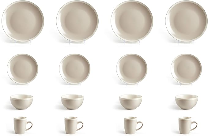 Rock Ridge Speckled Stoneware Dinnerware Set (16pc Set, Sands and Ivory)