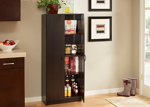 ClosetMaid Pantry Cabinet Cupboard with 2 Doors, Adjustable Shelves, Standing, Storage for Kitchen, Espresso