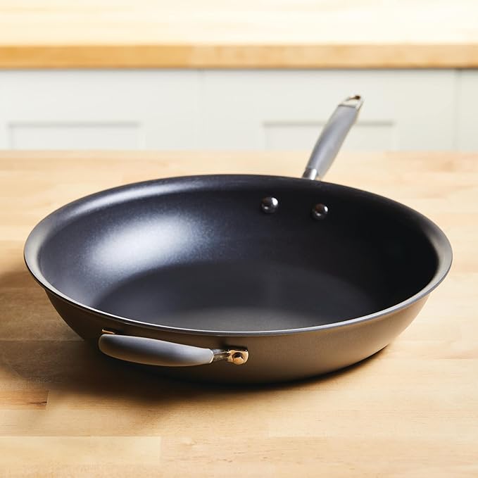 Anolon Advanced Home Hard Anodized Nonstick Frying Pan, 14.5 Inch – Large Skillet with Helper Handle, 14 Inch Nonstick Frying Pan, Durable Cookware - Moonstone