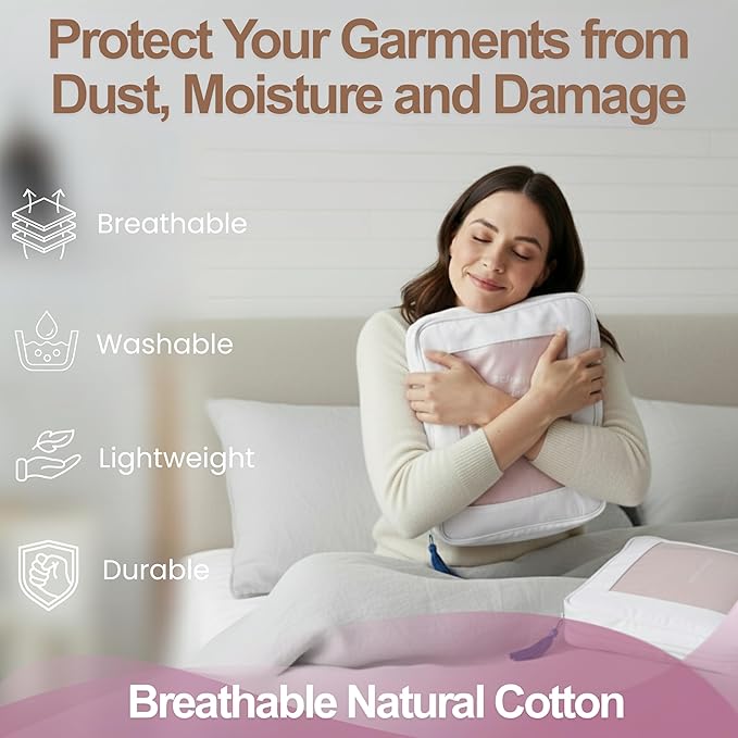 The Cashmere Choice Cashmere Sweater Storage Bags – 100% Cotton Breathable Clothes Protection Bag – XL