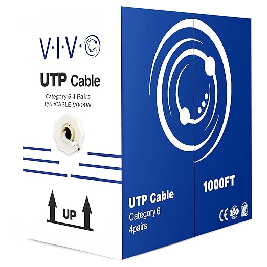VIVO 1,000ft Bulk Cat6 Wire, CCA Ethernet Cable, 23 AWG, UTP Pull Box, LAN Network, White, CABLE-V004W