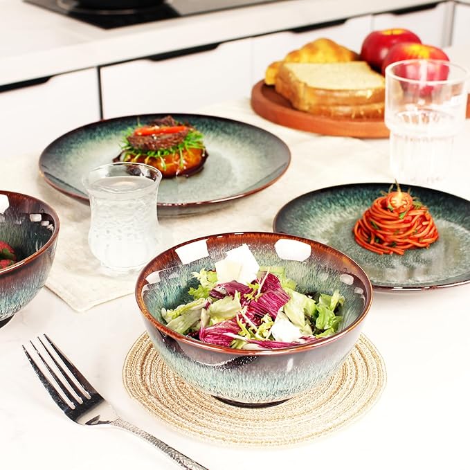 17oz Ceramic Soup & Cereal Bowls Set of 6, Dishwasher & Microwave Safe