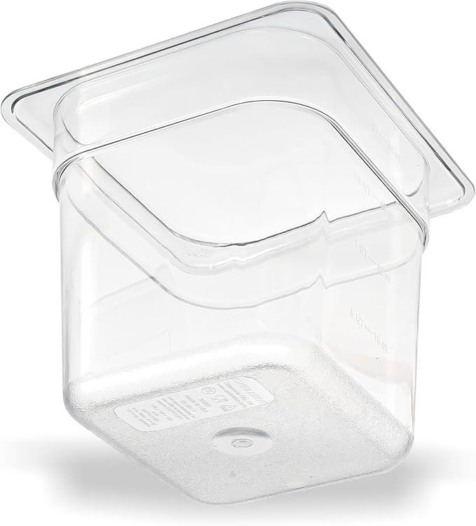 Carlisle FoodService Products Storplus Food Storage Container Food Pan, Chafing Pan for Catering, Buffets, Restaurants, Polycarbonate (Pc), 1/6 Size 6 Inches Deep, Clear, (Pack of 6)