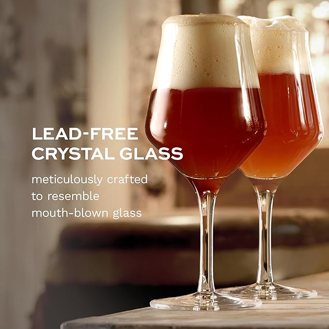 Stölzle Lausitz Craft Beer Glasses Set of 6. Dishwasher Safe Beer Glass Set (14.5 Fl oz). Durable and Stylish Bar Glasses, Premium Gifts for Dads