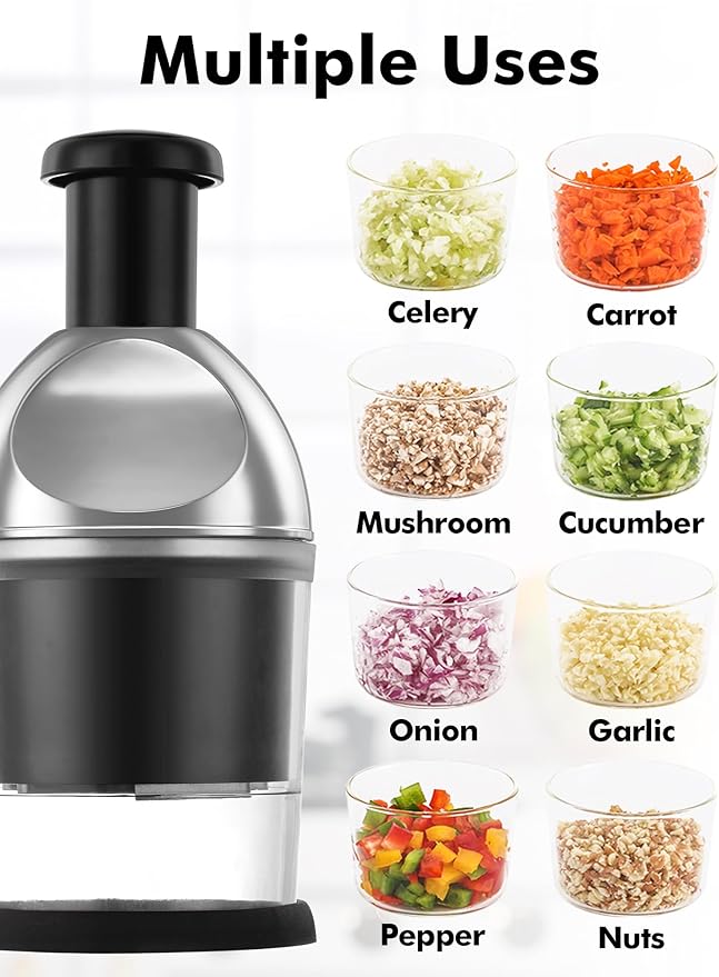 Food Chopper, Hand Chopper Dicer Easy to Clean, Manual Slap Vegetable Chopper Onion Cutter, Garlic Chopper Mincer for Onion, Nut, Tomato, Pepper, Celery, etc