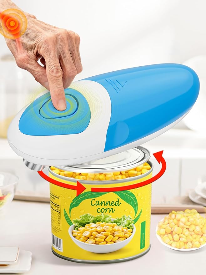 Electric Can Opener for Seniors Arthritis: Battery Operated, Hands free, Cordless, One Touch, Easy to Clean - Automatic Can Opener Smooth Edge with Powerful Motor for Kitchen by Befumly