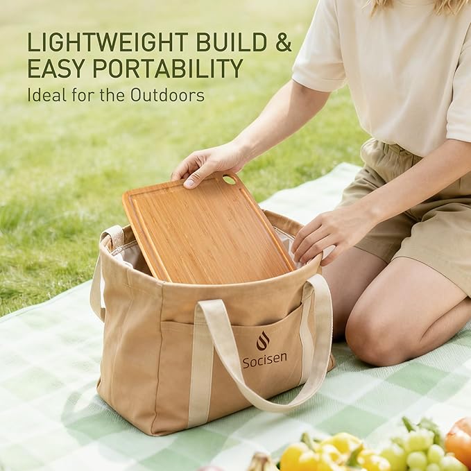 Lightweight Durable Bamboo Cutting Board with Non-Slip Feet, Reversible Wood Cutting Board with Juice Groove Easy to Store & Clean, Water-Resistant Ideal Kitchen Gift for Home Cooks