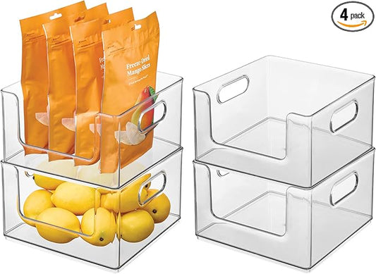 iDesign Stackable Clear Open Front Storage Bin, Easy Access Organizer for Pantry or Cabinet, 4-Pack