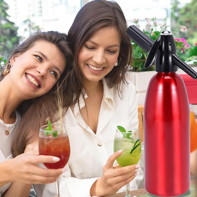 Soda Siphon, 1L Portable Soda Maker Carbonated Water Maker Kit, with Ice Cube Mold, Sparkling Water Maker for Soda Water/Cocktails/DIY Carbonated Drinks, Use 8 gram CO2 Cartridges (Not Included)