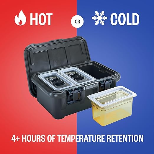 Cambro Insulated Food Pan Carrier - 6 Inch Deep Hotbox and Food Warmer for Catering & Transport - Top Load S-Series (Black)