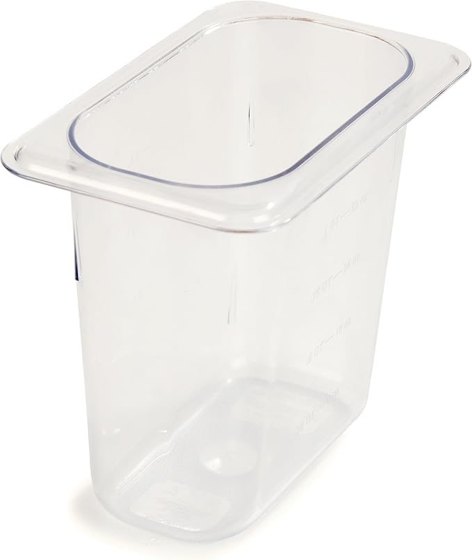Carlisle FoodService Products Storplus Food Storage Container Food Pan, Chafing Pan for Catering, Buffets, Restaurants, Polycarbonate (Pc), 1/9 Size 6 Inches Deep, Clear, (Pack of 6)