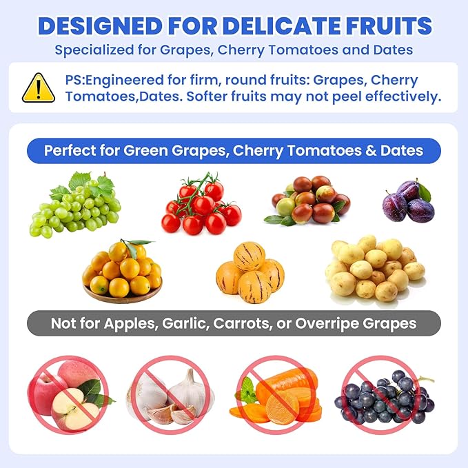 Automatic Fruit Peeling Machine-Electric Fruit Peeler for Green Grape Peeler & Cherry Tomato Skin Removal,Compact Fruit Peeler for Small Round Fruits,Smart Kitchen Tool for Home Chefs, Jam Making