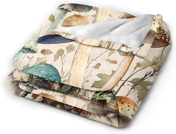 Mushroom Blanket Gifts for Girls Women Mushroom Throw Blankets Cozy Plush Fleece Flannel Fuzzy for Bedroom Living Decor 50"X40"