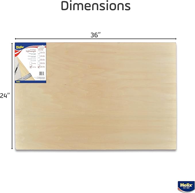 Helix - Wooden Lightweight Drawing Board - 24 x 36 Inch - Metal Edge - Drafting, Art, Sketching and Tracing