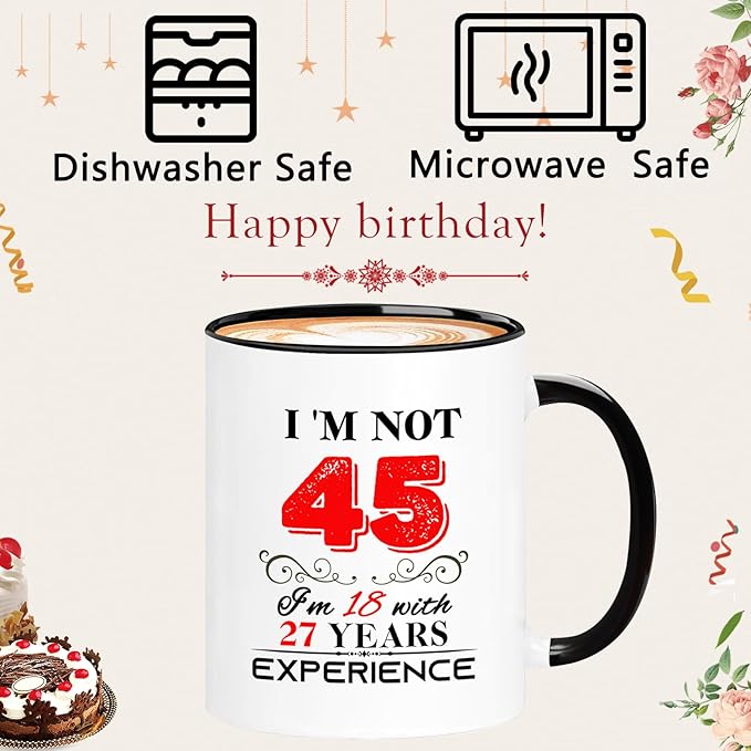 1980 45th Birthday Mug for Women Men, Turning 45 Year Old Birthday Gifts for Mom, Dad, Grandma, Grandpa, Wife, Husband, Daughter, Sister, Best Friends, Coworkers, Her, Him, 11oz Coffee Cup